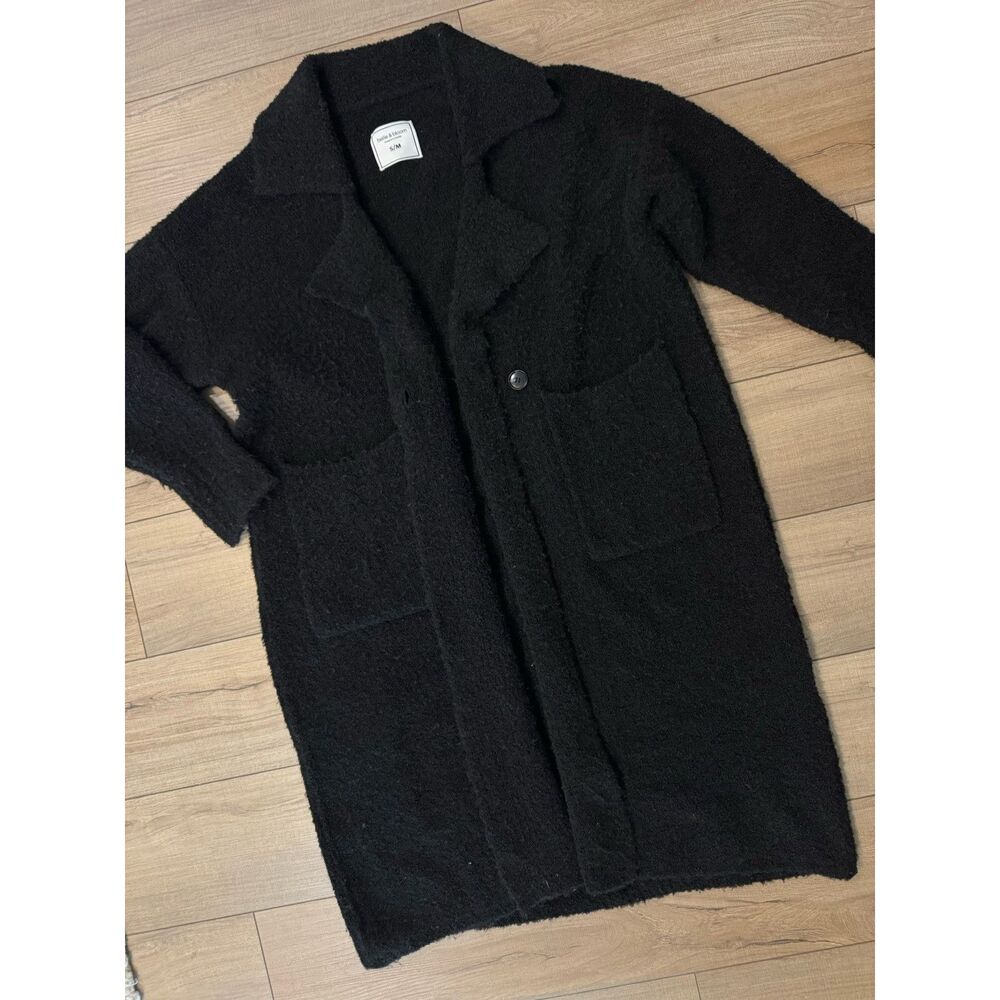 Belle & Bloom Born To Run Sustainable Black Sweater Jacket S M Boucle Academia - Picture 4 of 6